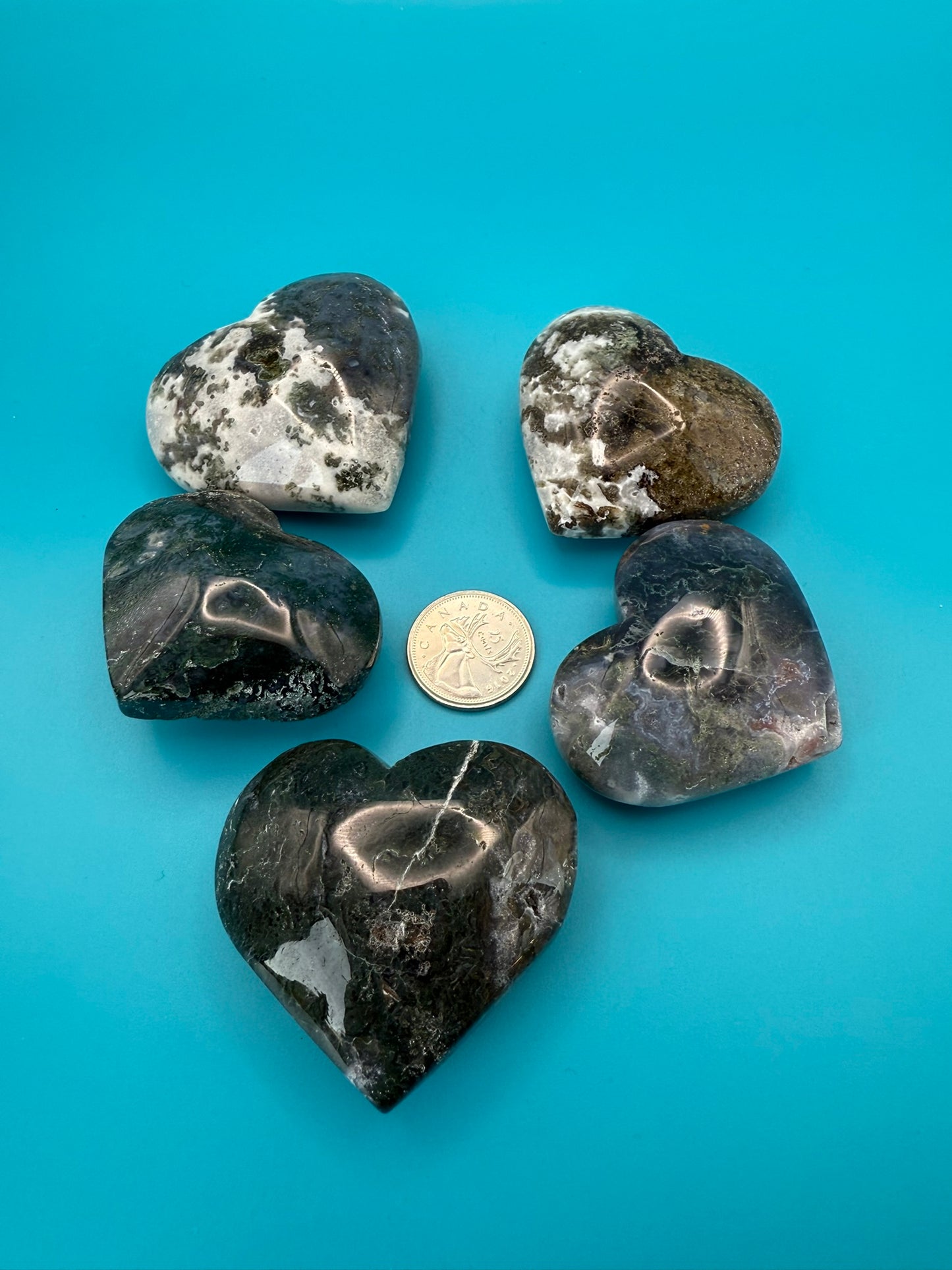 Moss Agate Hearts - Large