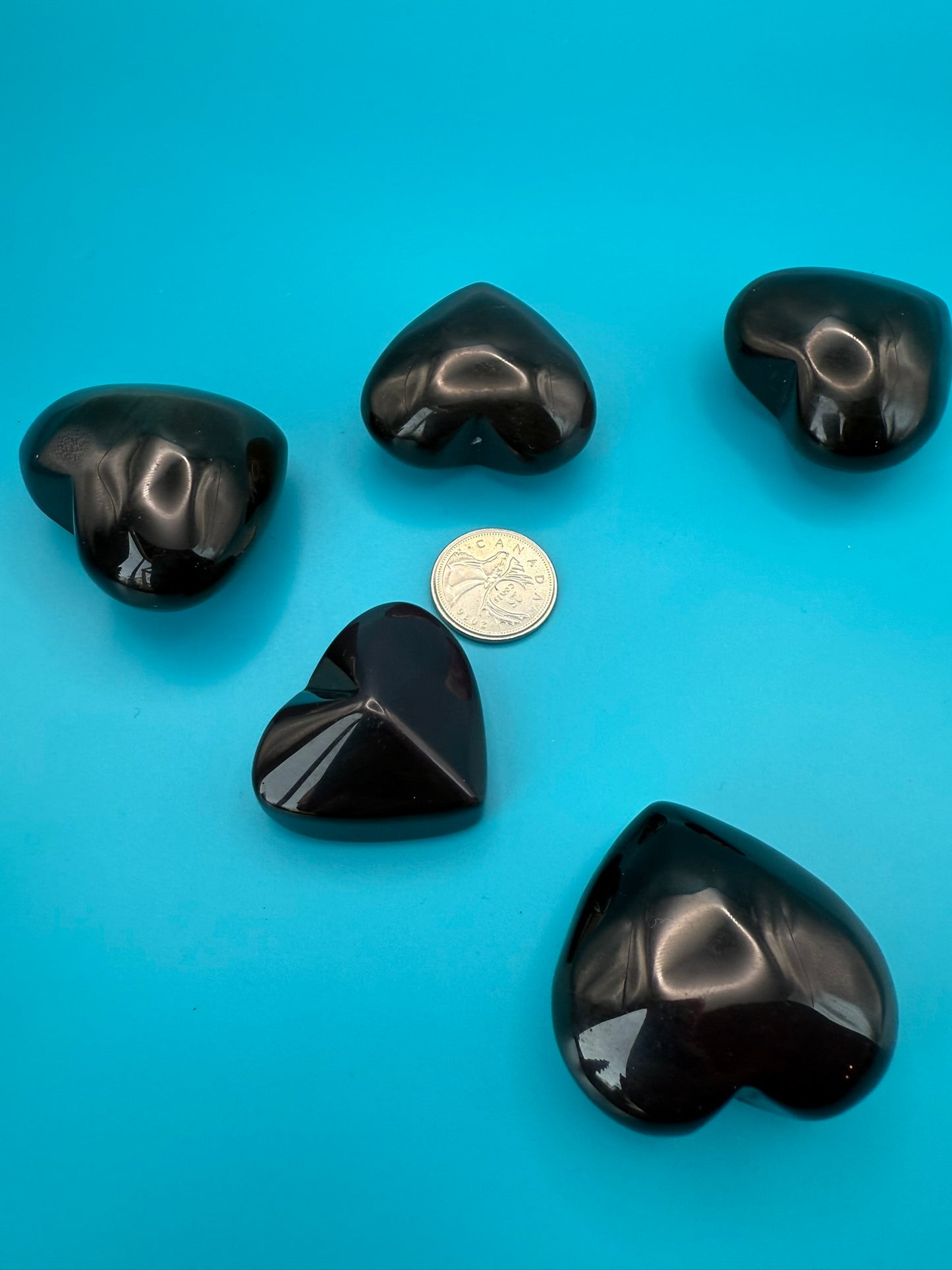 Rainbow Eye Obsidian Hearts