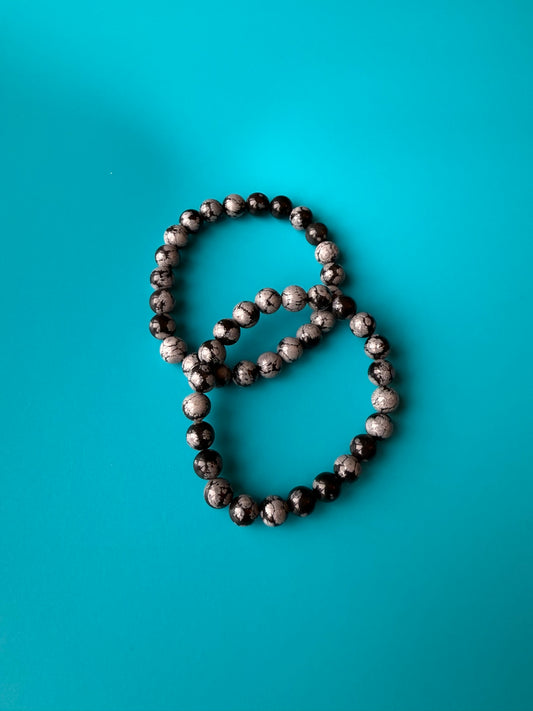 Black Obsidian Snowflake Bracelet