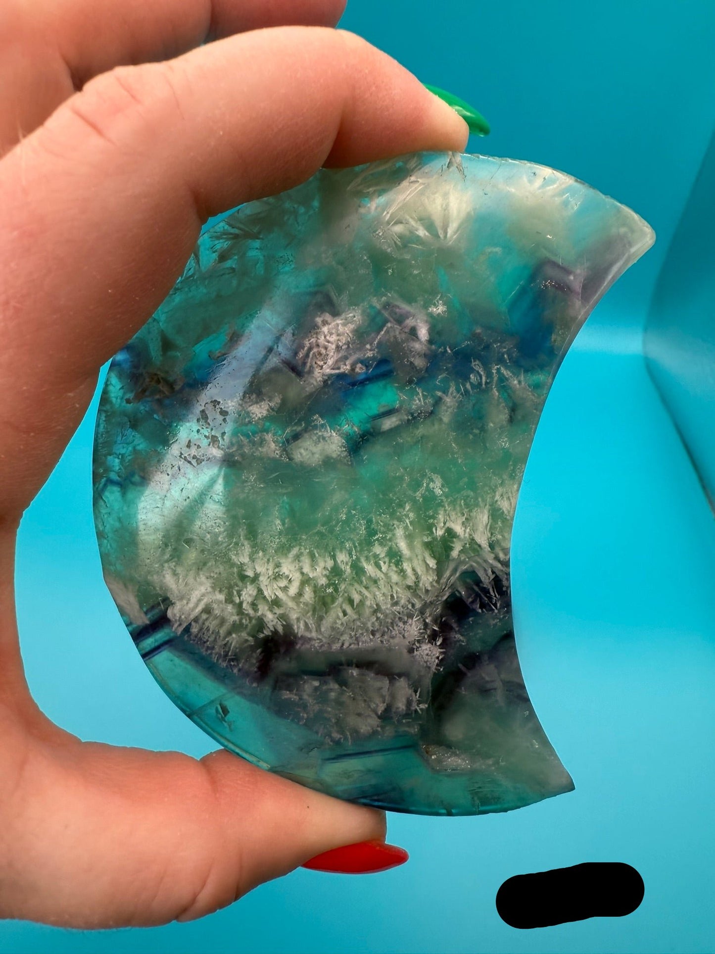 XL Feather Fluorite Moon - with Stand
