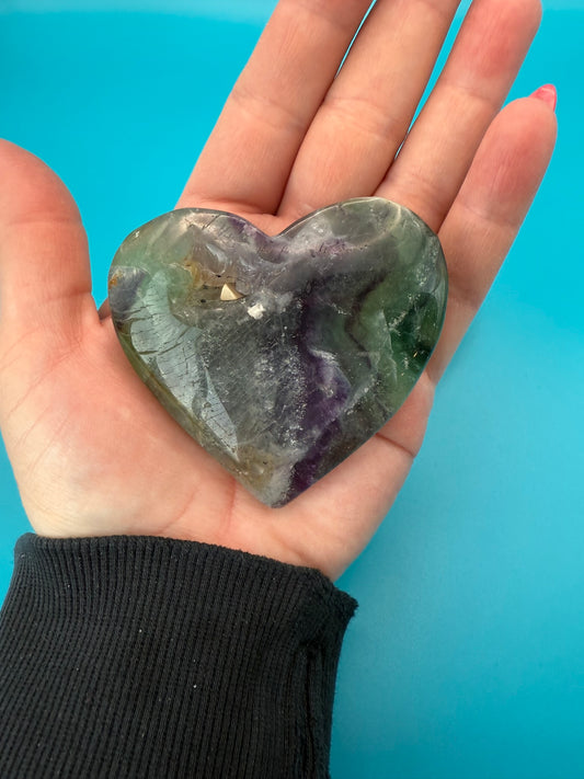 Feather Fluorite Hearts - Large