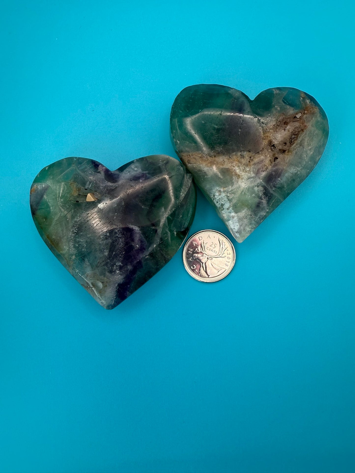 Feather Fluorite Hearts - Large