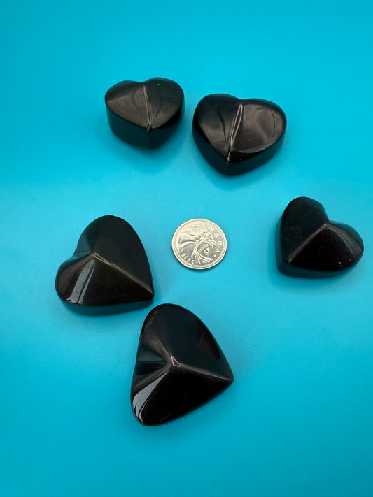 Rainbow Eye Obsidian Hearts
