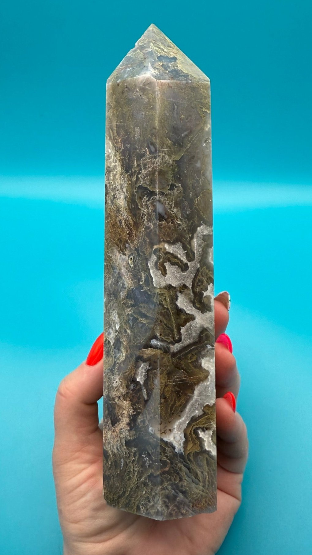 XXL Moss Agate Tower - Statement