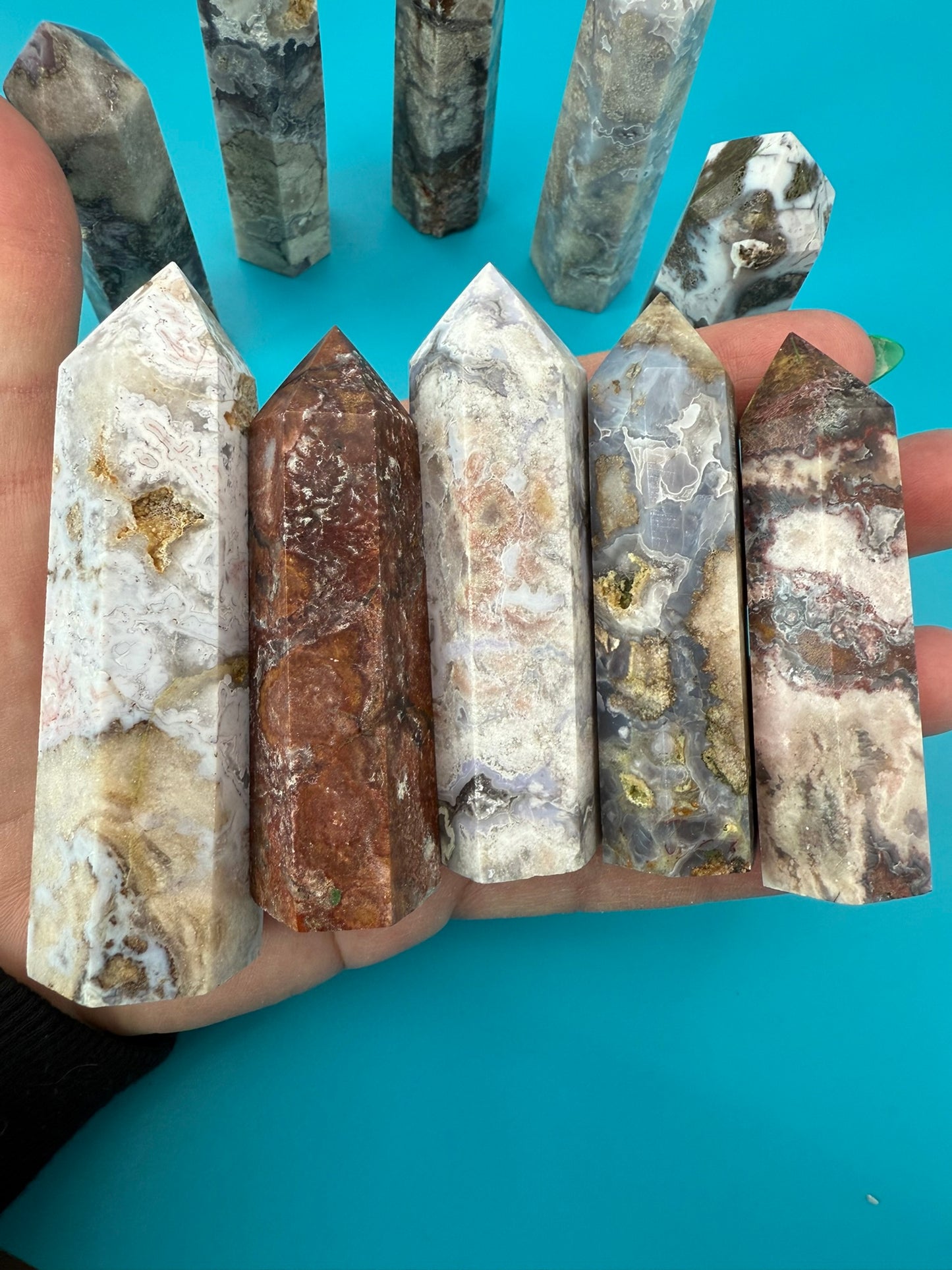 Blue Flower Agate Towers